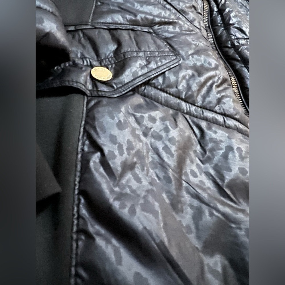 Michael Kors Womens Down Puffer Coat, Black w/leopard Print Size 2XL RN 79675 - Picture 5 of 15